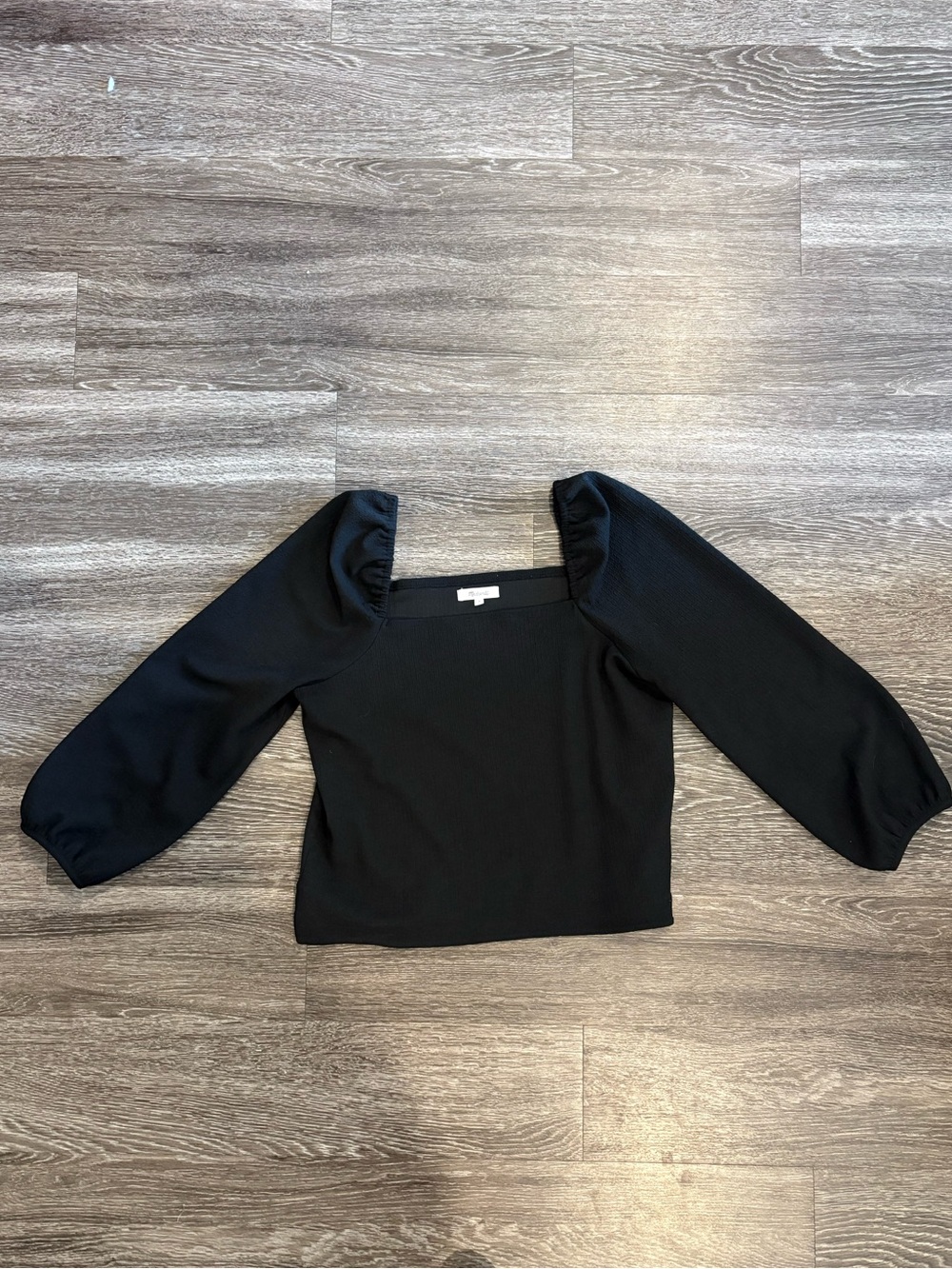 Madewell Black Square-Neck Puff Sleeve Top
